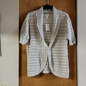 Chico's Shawl Collar Short Sleeve Sweater-Chico's Size 2 (L) NWT